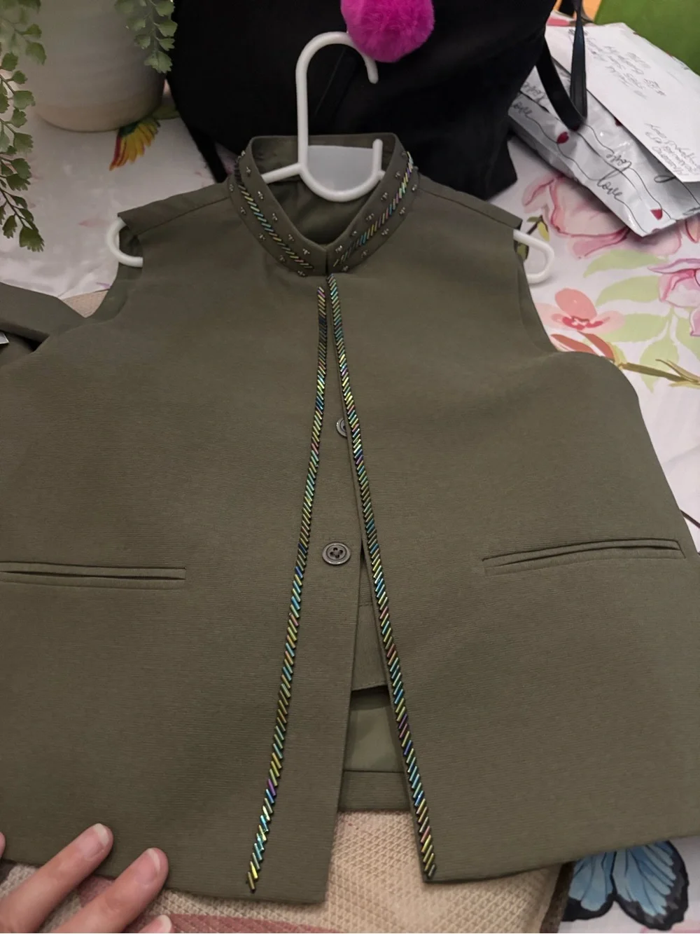 Olive Green Embellished 3 Piece Set Pakistan boy 18/24 month suit new
